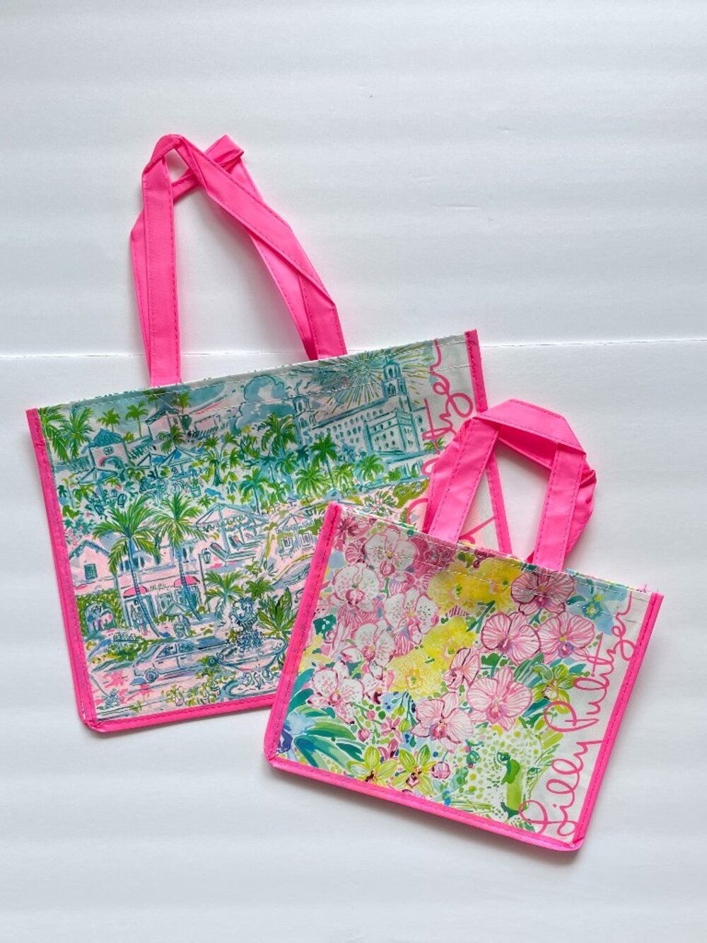 Lilly Pulitzer Discontinued Shopping Bags Med & Small Tote Bags Reusable (2)